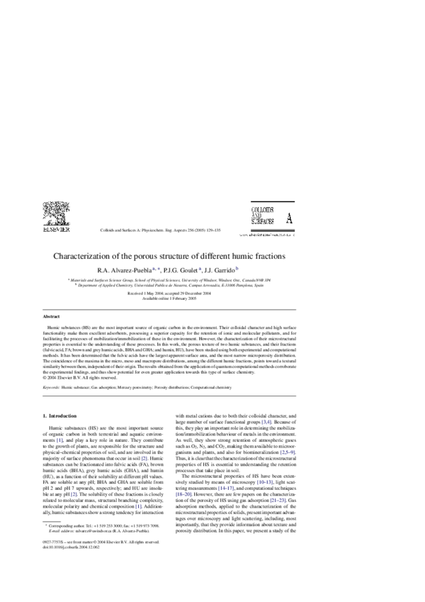 (PDF) Characterization of the porous structure of different humic fractions