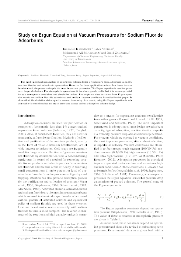 (PDF) Study on Ergun Equation at Vacuum Pressures for Sodium Fluoride