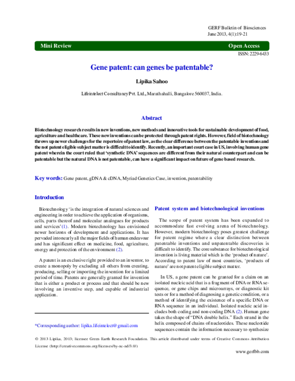 Examples of gene patents picture