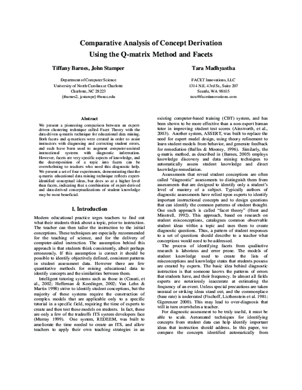 (PDF) Comparative Analysis of Concept Derivation Using the Q-matrix ...