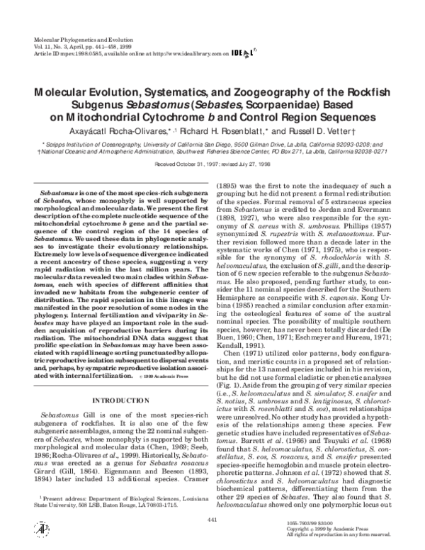 (PDF) Molecular Evolution, Systematics, and Zoogeography of the ...