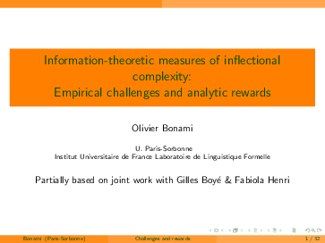 Pdf Information Theoretic Measures Of Inflectional Complexity