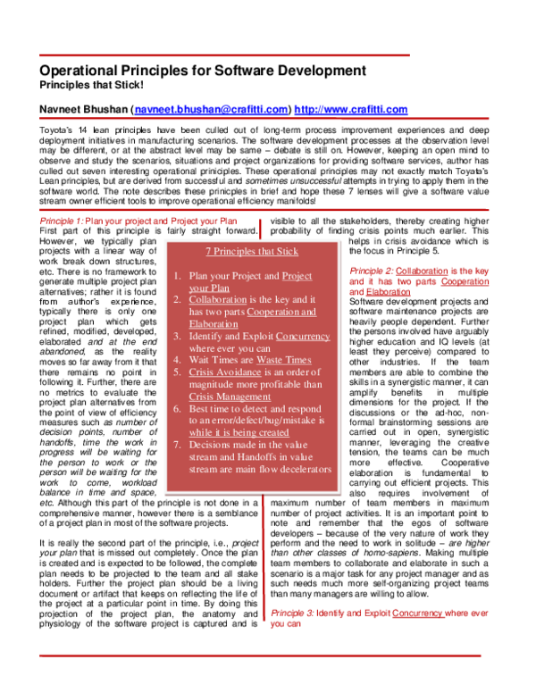 (PDF) Operational Principles for Software Development - Principles that ...