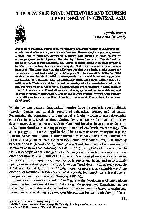 (PDF) The New Silk Road: Mediators and Tourism Development in Post ...