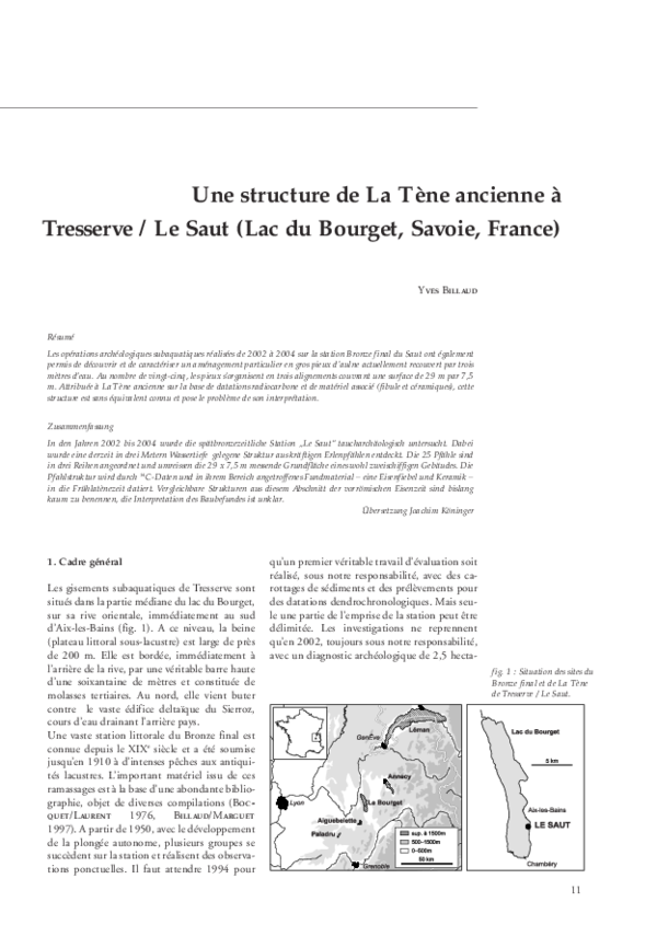 (PDF) Une structure de La Tène ancienne à Tr esserve / Le Saut (Lac du ...