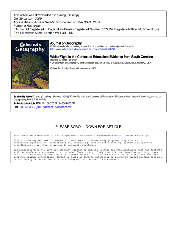 (PDF) White flight in context of school geography: race vs. quality