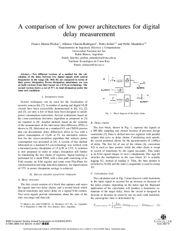(PDF) A comparison of low power architectures for digital delay measurement