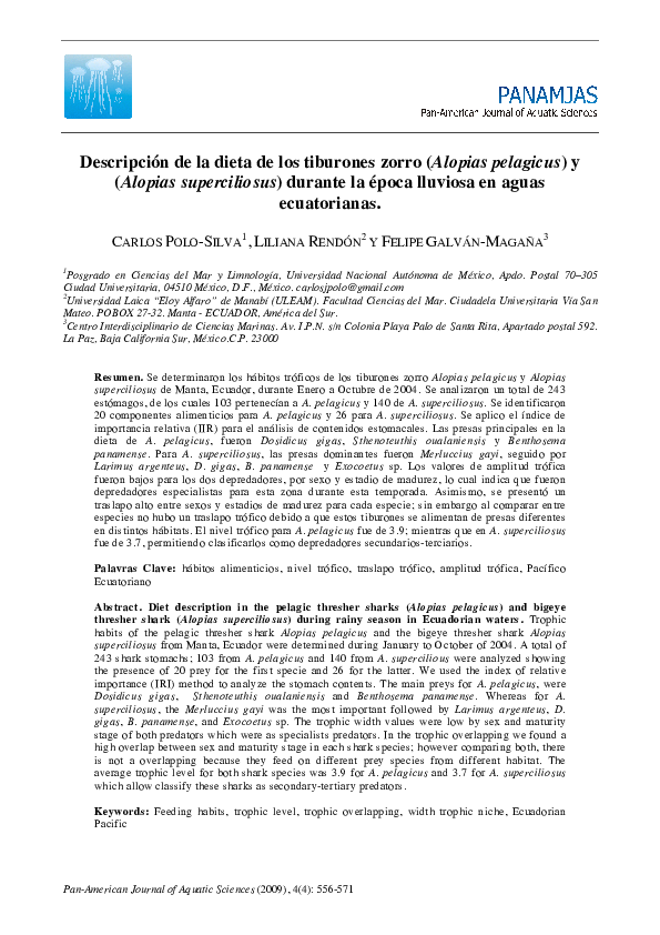 (PDF) Diet description in the pelagic thresher shark and bigeye