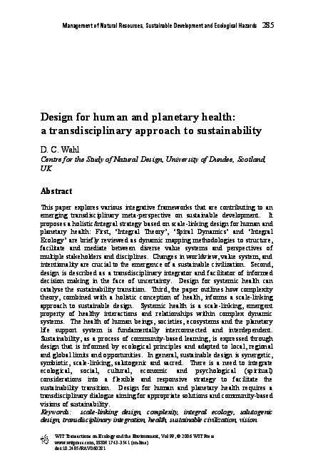 (PDF) Design for Human and Planetary Health - A transdisciplinary ...