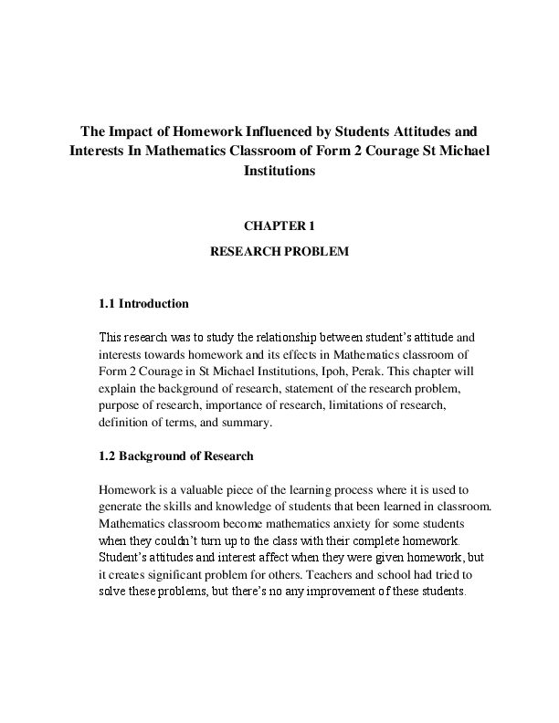 (DOC) The Impact of Homework Influenced by Students Attitudes and ...