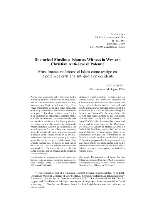 Rhetorical Muslims: Islam as Witness in Western Christian Anti-Jewish Polemic