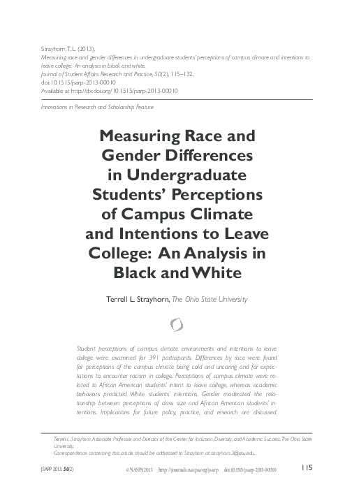 (PDF) Measuring Race and Gender Differences in Undergraduate Students ...
