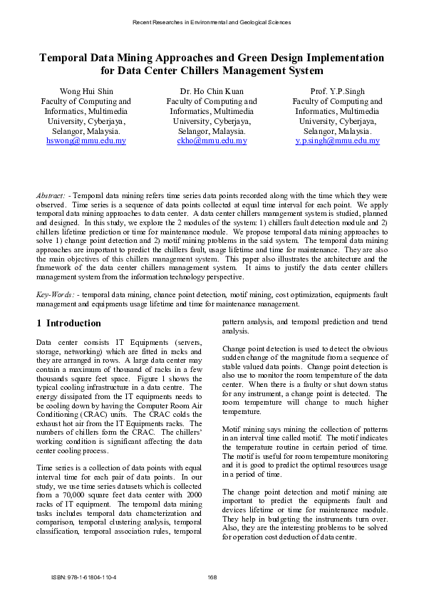 (PDF) Temporal Data Mining Approaches and Green Design Implementation ...