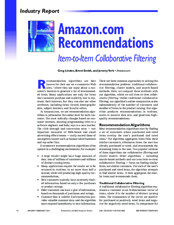 (PDF) Amazon Recommendations