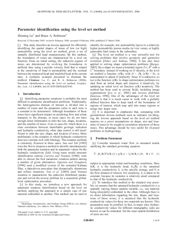 (PDF) Parameter structure identification using the level set method