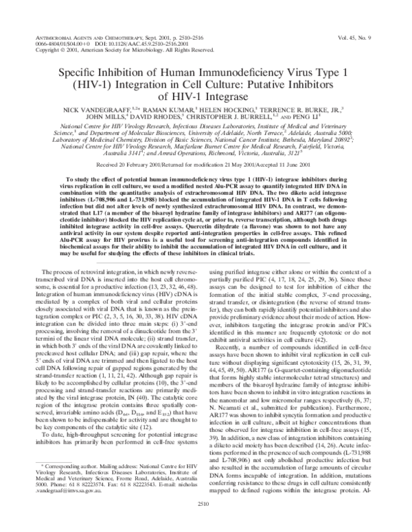 (PDF) Specific Inhibition of Human Immunodeficiency Virus Type 1 (HIV1 ...