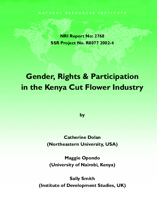 (PDF) Gender, Rights & Participation in the Kenya Cut Flower Industry