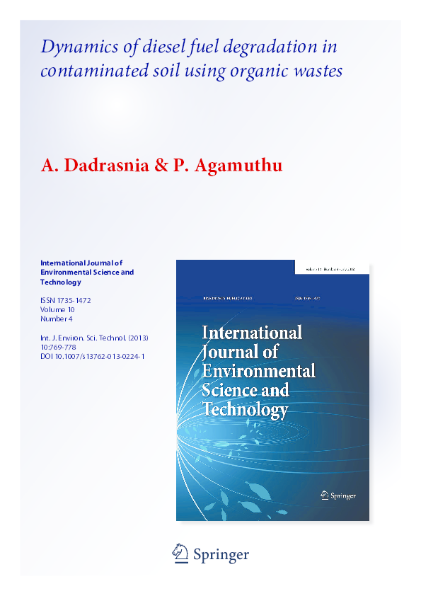 (PDF) Dynamics of diesel fuel degradation in contaminated soil using