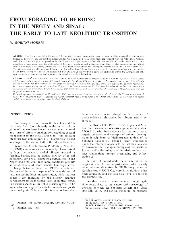 (PDF) From foraging to herding in the Negev and Sinai: the Early to ...