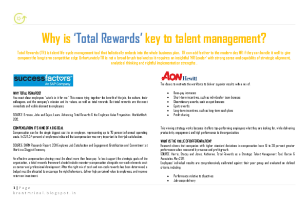 (PDF) Why is Total Rewards key to talent management