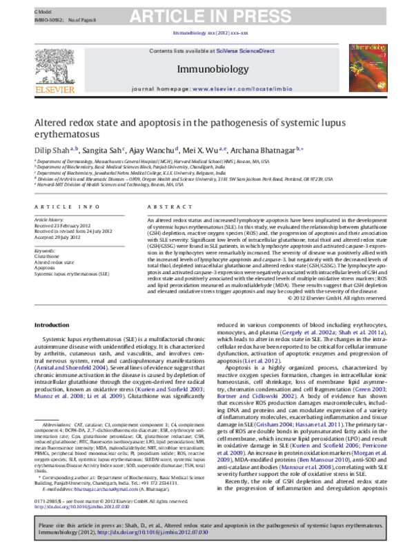 (PDF) Altered redox state and apoptosis in the pathogenesis of systemic ...