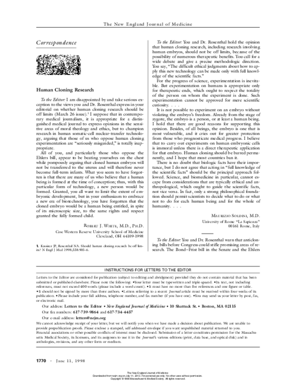 (PDF) Human cloning research