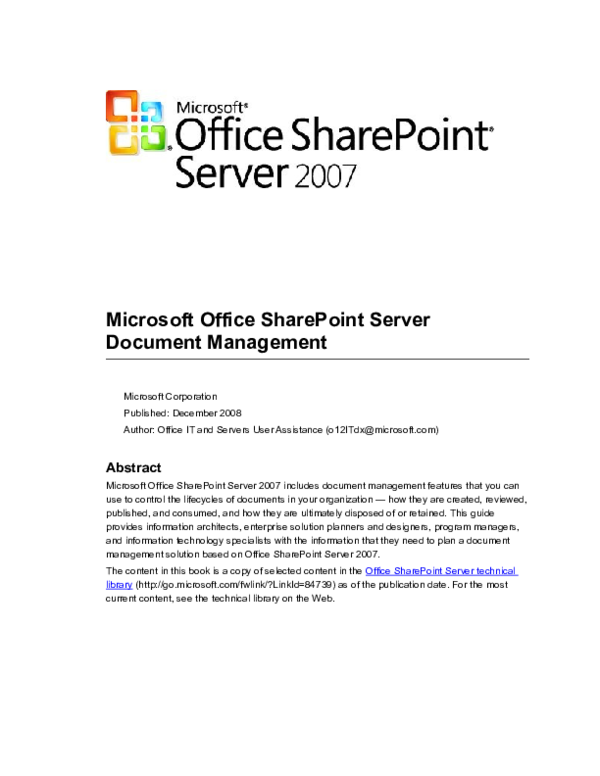 (DOC) Microsoft Office SharePoint Server Document Management