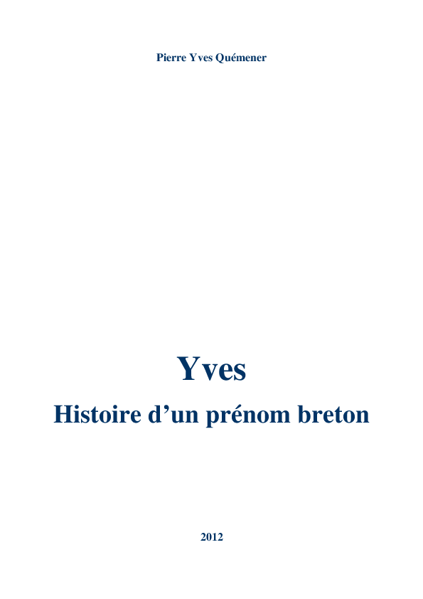 Yves, histoire d'un prénom breton