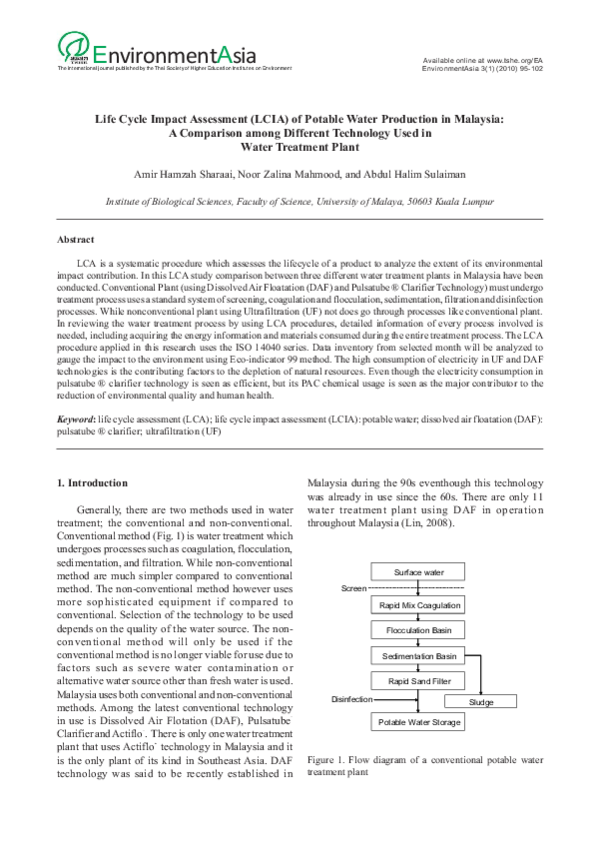 (PDF) Life Cycle Impact Assessment (LCIA) of Potable Water Production ...