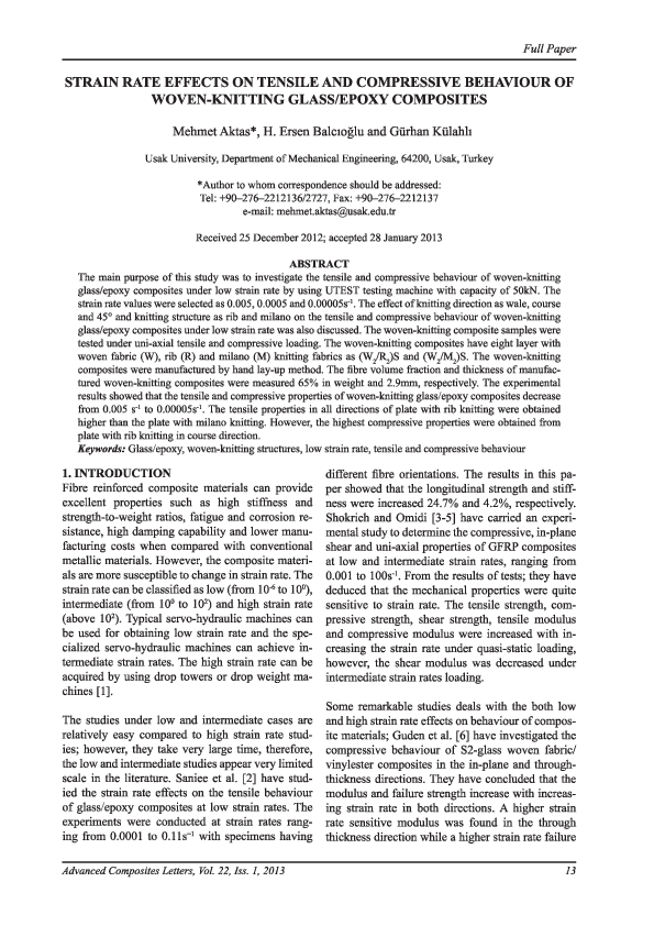 (PDF) Strain rate effects on tensile and compressive behaviour of woven ...