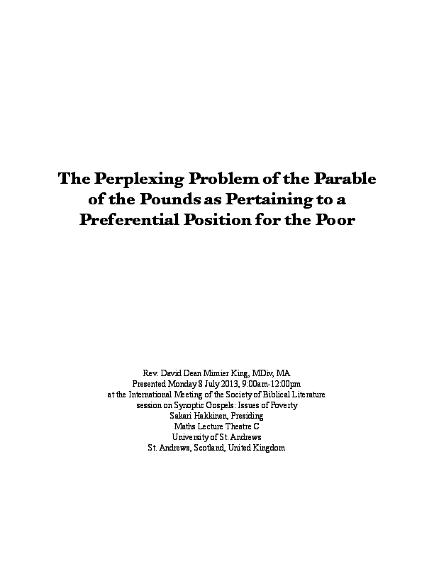 (PDF) The Perplexing Problem of the Parable of the Pounds as Pertaining ...