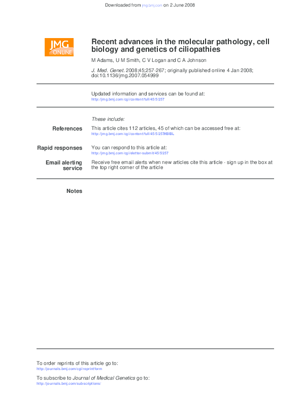 (PDF) Recent advances in the molecular pathology, cell biology and ...
