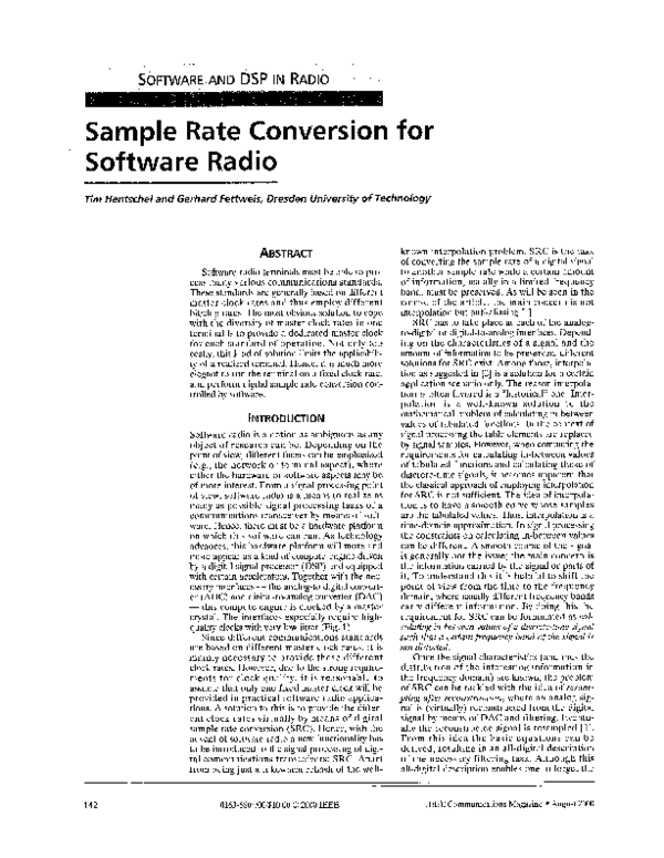 (PDF) SOFTWARE AND DSP IN RADIO Sample Rate Conversion for Software Radio