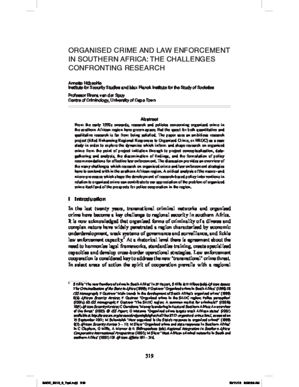(PDF) Organised crime and law enforcement in Southern Africa: The ...
