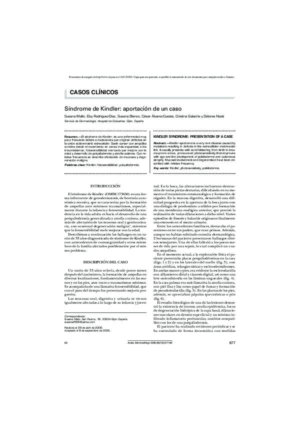 (PDF) Síndrome de Kindler: aportación de un caso