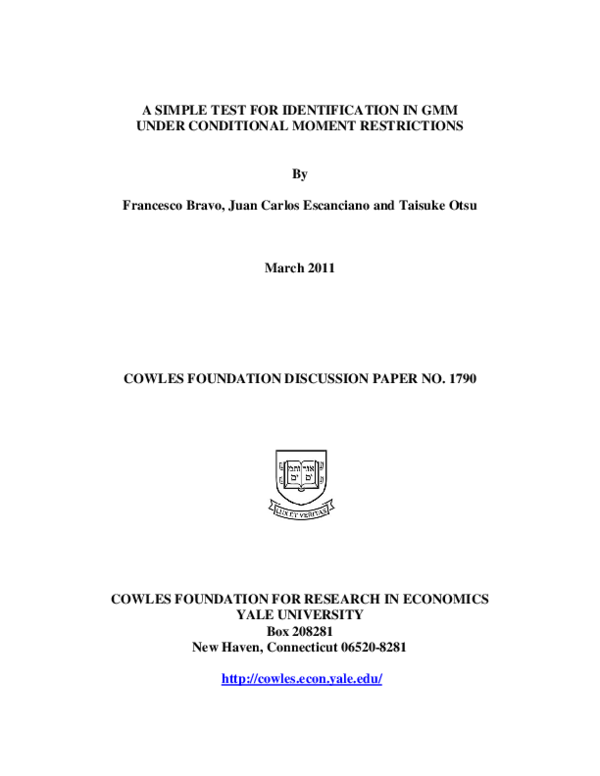 (PDF) A Simple Test for Identification in GMM under Conditional Moment ...