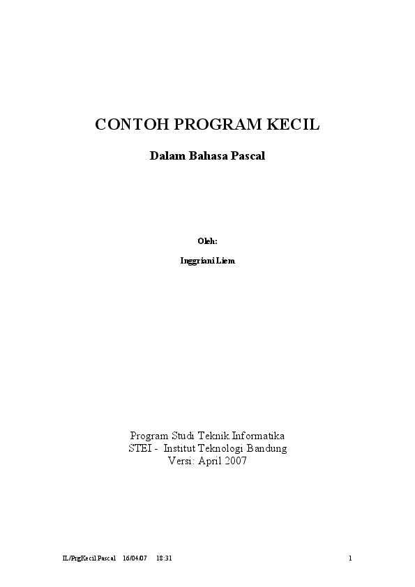 Pdf Contoh Program Pascal