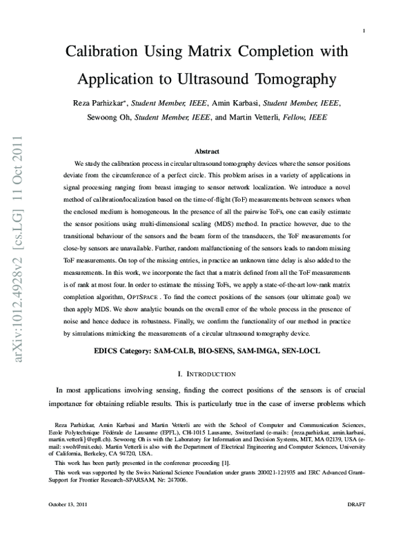 (PDF) Calibration Using Matrix Completion with Application to ...