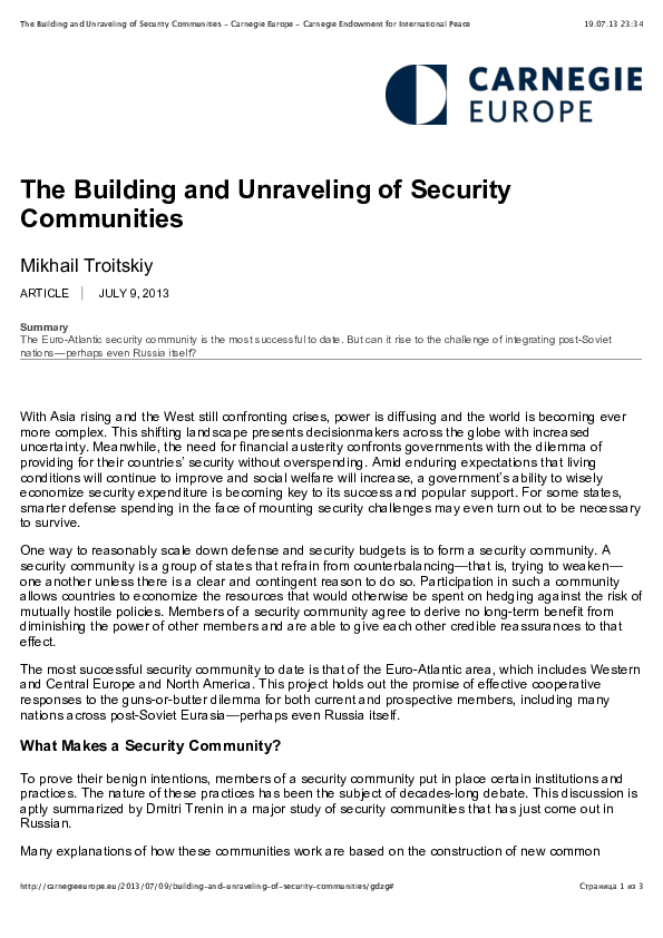 (PDF) The Building and Unraveling of Security Communities