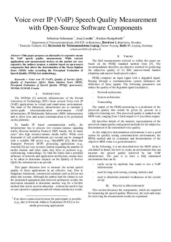 Assessment and Prediction of Speech Quality in Telecommunications