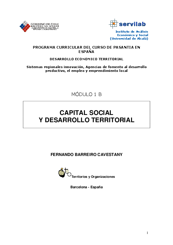 (PDF) Capital Social y Desarrollo Territorial
