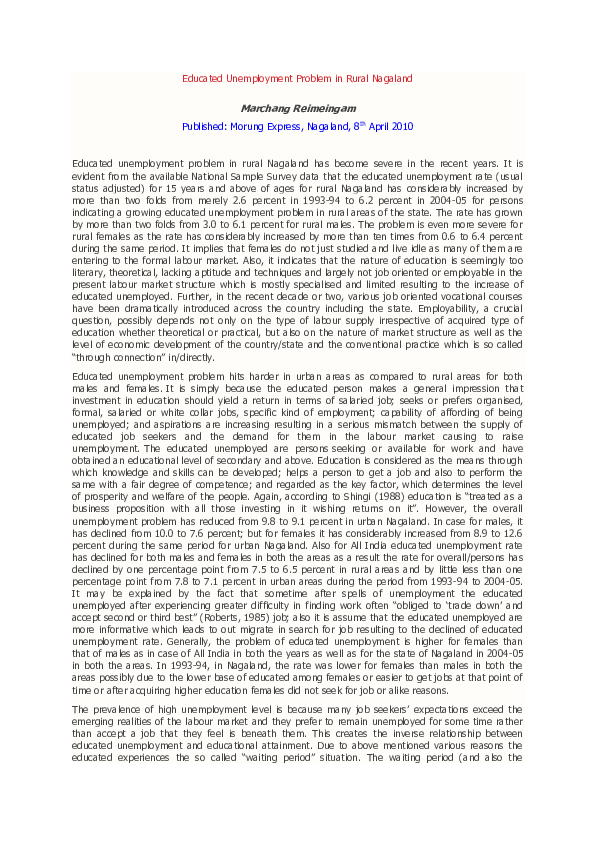 Educated unemployment pdf image