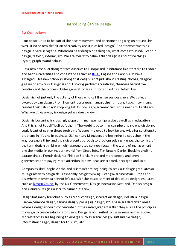 (PDF) Introducing Servic e Design