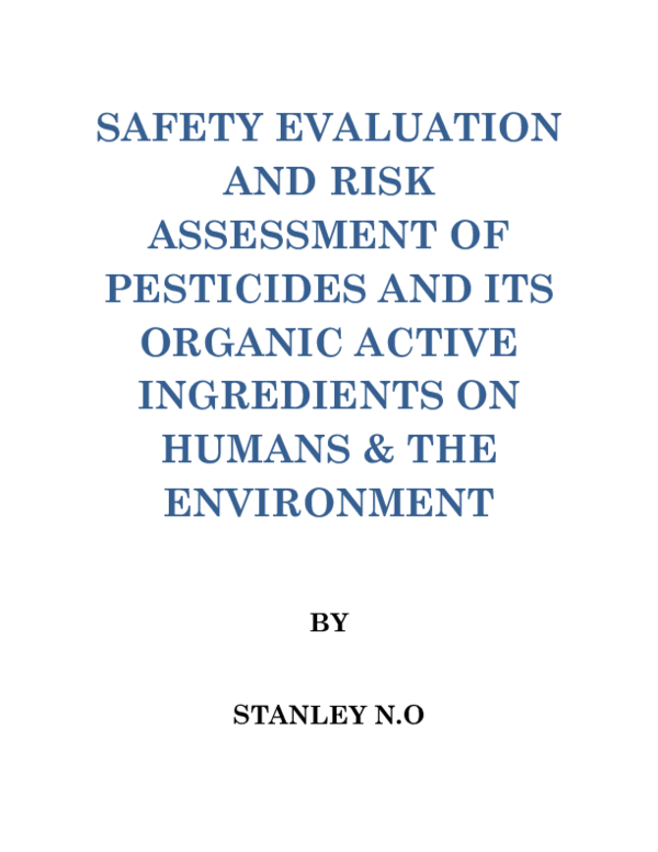 Pesticide Exposure, Safety Issues, And Risk Assessment Indicators – TMBI