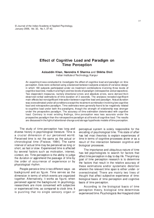 (PDF) Effect of cognitive load and paradigm on time perception