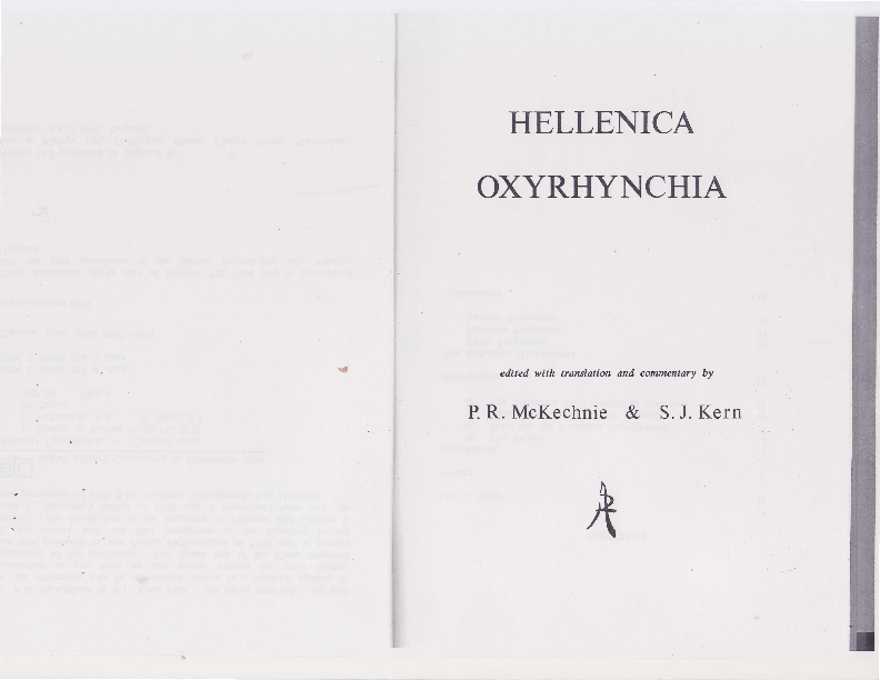 未使用　Hellenika Von Oxyrhynchos　ドイツ語 PDF) Hellenica Oxyrhynchia: edited with translation and