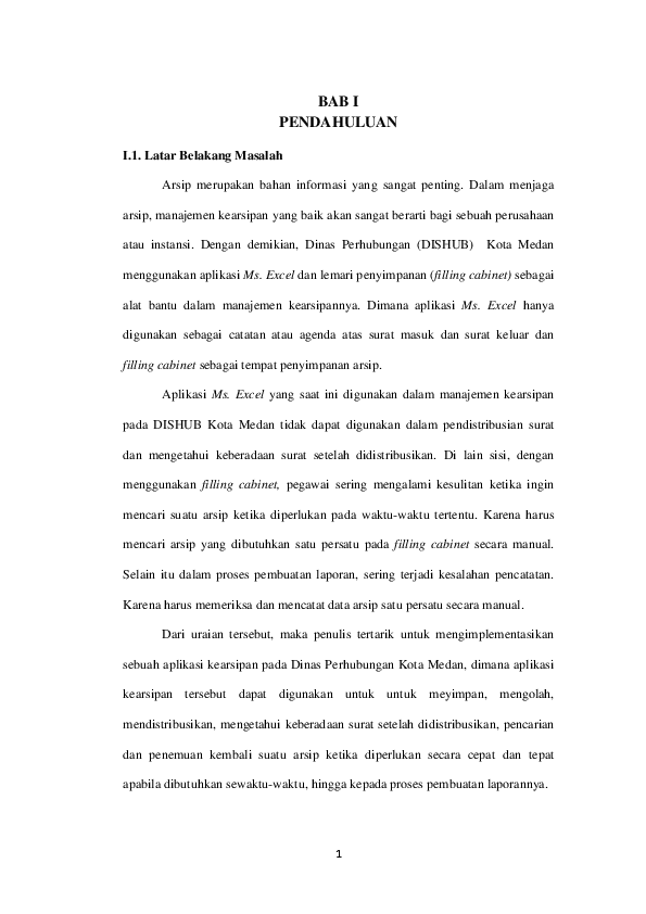 Doc Bab I Pendahuluanbab I Aplikasi Kearsipan Pada Dinas Perhubungan Kota Medan Gholastha Sibuea Academia Edu