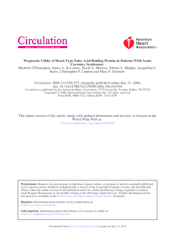 (PDF) Prognostic Utility of Heart-Type Fatty Acid Binding Protein in ...