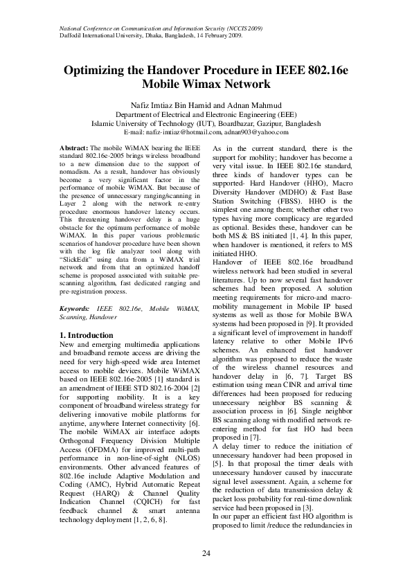(PDF) Optimizing the Handover Procedure in IEEE 802.16e Mobile WiMAX ...