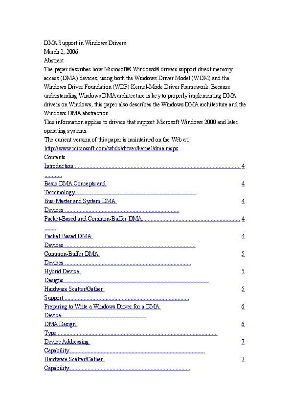 (DOC) DMA Support in Windows Drivers